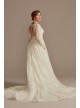 Lace Long Sleeve Keyhole Back Petite Wedding Dress  7CWG893