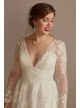 Lace Long Sleeve Keyhole Back Petite Wedding Dress  7CWG893