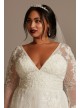 Lace Long Sleeve Open Back Plus Size Wedding Dress  8CWG893