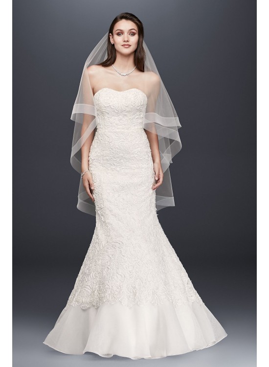 Lace Overlay Charmeuse Wedding Dress with Train  SWG400