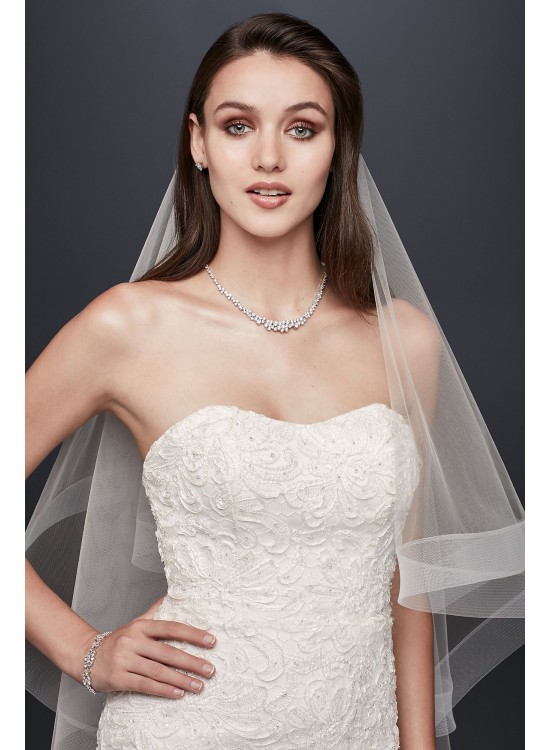 Lace Overlay Charmeuse Wedding Dress with Train  SWG400