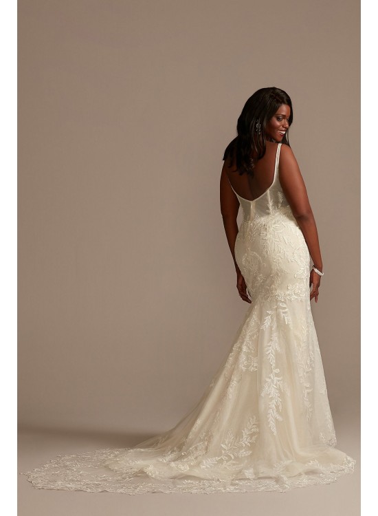 Lace Plus Size Wedding Dress with Cutout Train  8CWG895