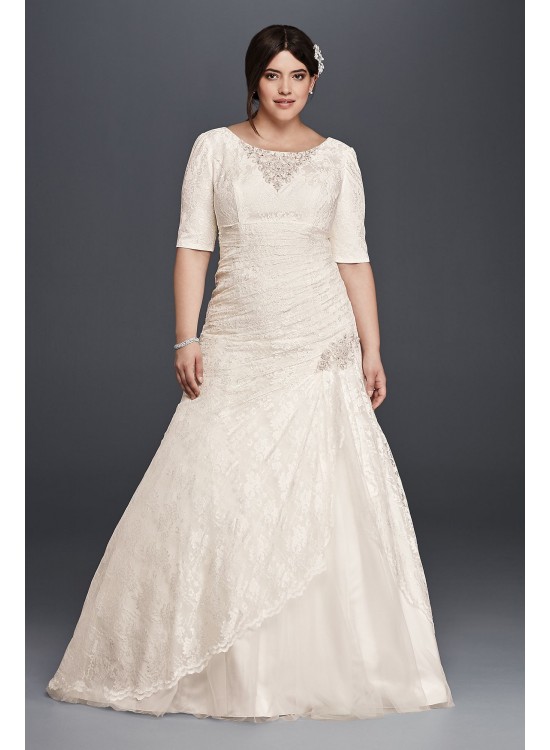 Lace Plus Size Wedding Dress with Elbow Sleeves  Collection 4XL9SLYP3344