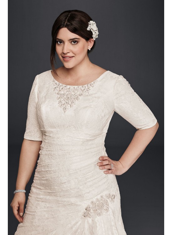 Lace Plus Size Wedding Dress with Elbow Sleeves  Collection 4XL9SLYP3344