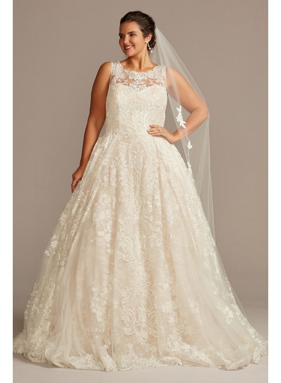 Lace Plus Size Wedding Dress with Pleated Skirt  8CWG780