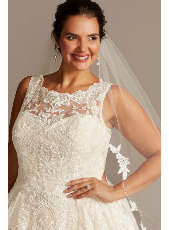 Lace Plus Size Wedding Dress with Pleated Skirt  8CWG780