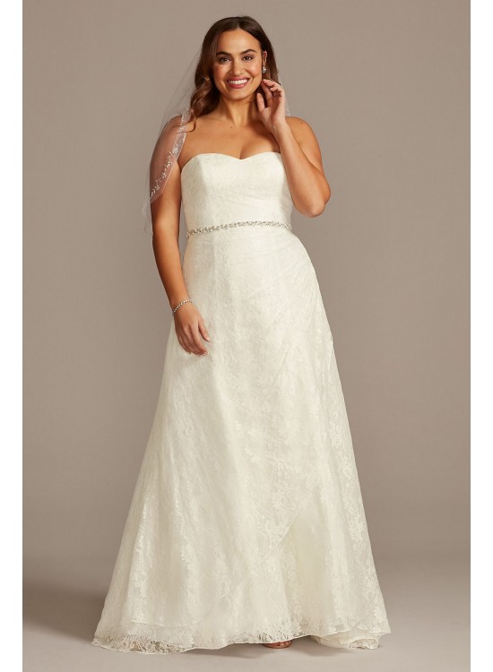 Lace Plus Size Wedding Dress with Side Drape Skirt  Collection 4XL9WG3805