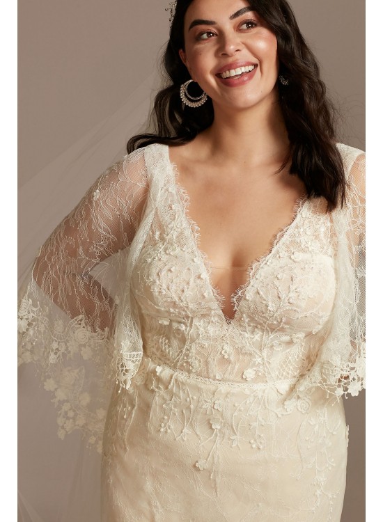 Lace Plus Size Wedding Dress with Trimmed Capelet Melissa Sweet 8MS251224