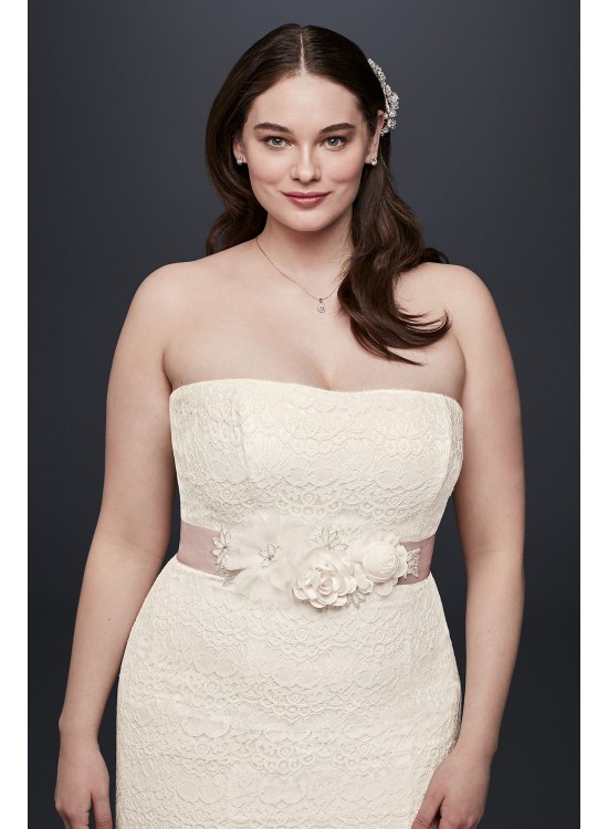 Lace Plus Size Wedding Dress with Tulle Skirt Galina 9KP3765