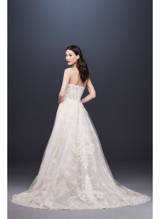 Lace Sheath Wedding Dress with Removable Overskirt  CWG816