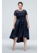 Lace Short Sleeve Illusion Bodice Dress with Bow Ignite 9419171