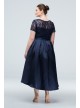 Lace Short Sleeve Illusion Bodice Dress with Bow Ignite 9419171