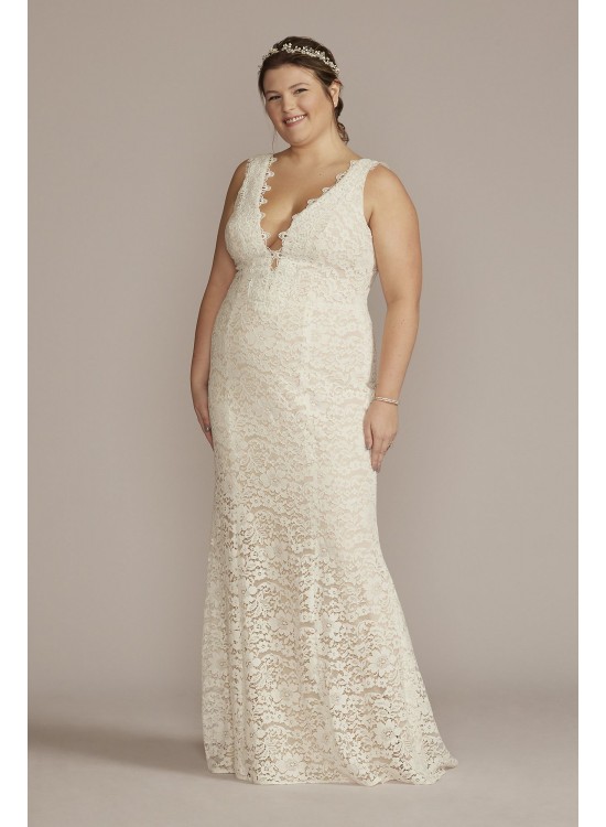 Lace Tank Plus Size Wedding Gown with V-Back DB Studio 9WG4061