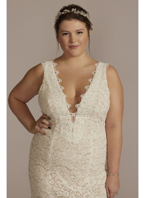 Lace Tank Plus Size Wedding Gown with V-Back DB Studio 9WG4061