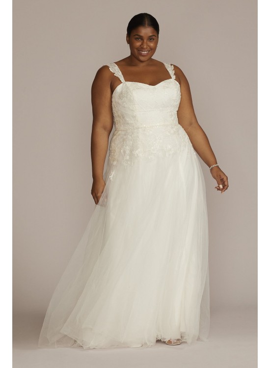 Lace Tank Sleeve A-Line Plus Size Wedding Gown DB Studio 9WG4048