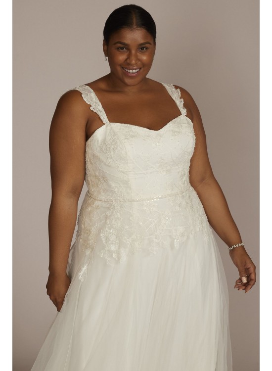 Lace Tank Sleeve A-Line Plus Size Wedding Gown DB Studio 9WG4048