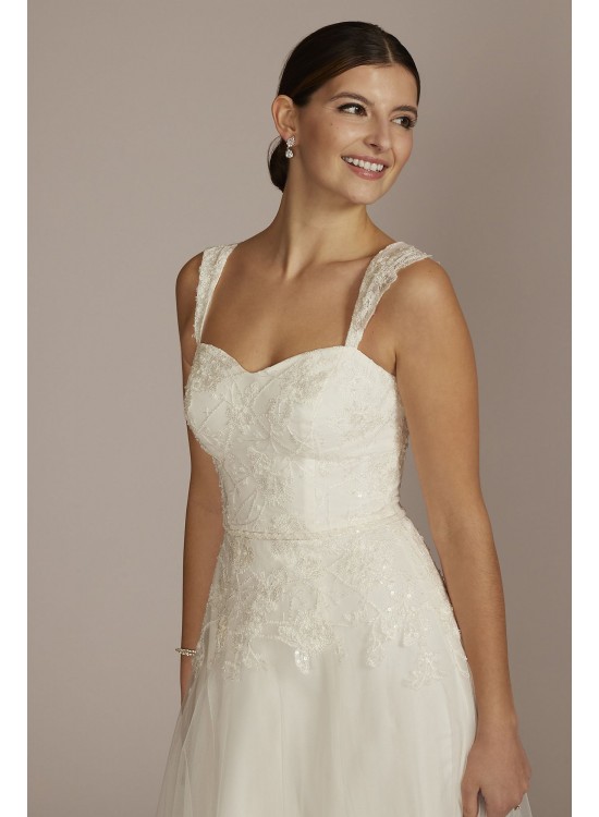 Lace Tank Sleeve A-Line Tall Wedding Gown DB Studio 4XLWG4048