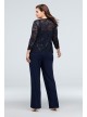 Lace Tank and Jacket Petite Plus Size Pantsuit Onyx 850176