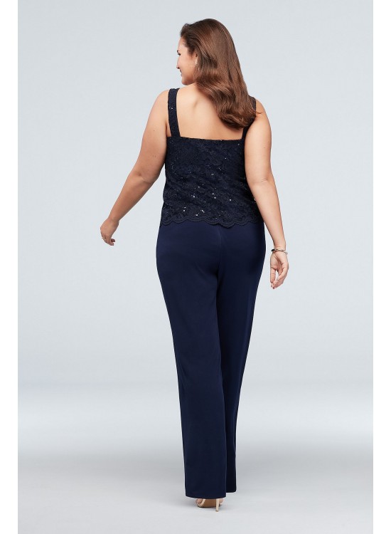 Lace Tank and Jacket Petite Plus Size Pantsuit Onyx 850176