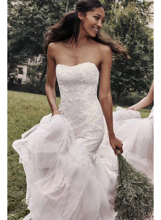 Lace Trumpet Wedding Dress with Banded Skirt  VW351461