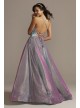 Lace-Up Back Metallic Iridescent Glitter Dress Night Studio 2139D