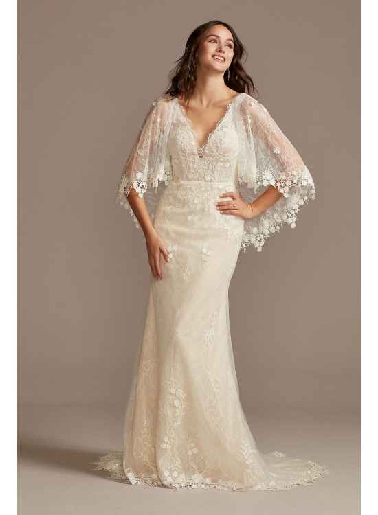 Lace Wedding Dress with Crochet Trim Capelet Melissa Sweet MS251224