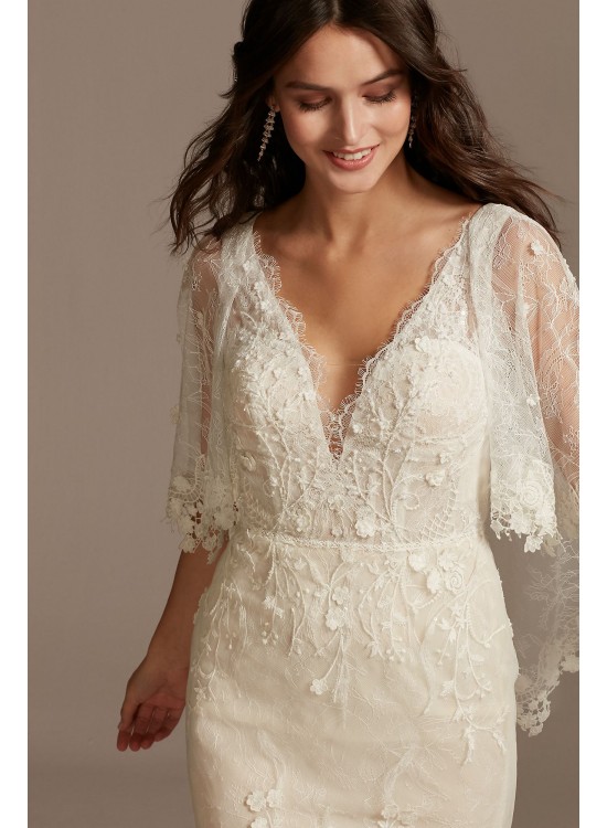 Lace Wedding Dress with Crochet Trim Capelet Melissa Sweet MS251224