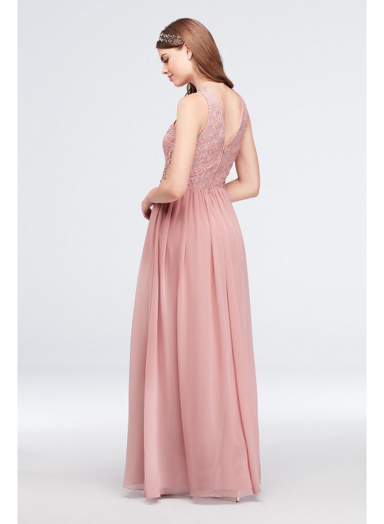 Lace and Chiffon Gown with Geometric Neckline City Triangles 3622GF1B