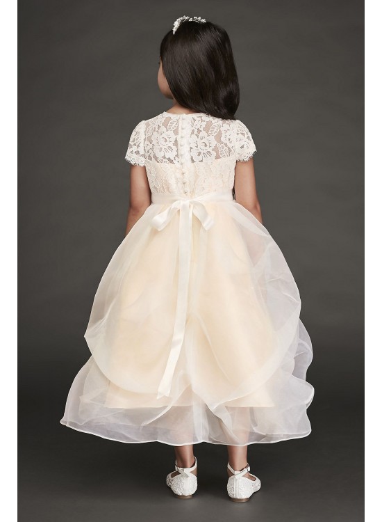 Lace and Organza Pick-Up Flower Girl Dress  RK1380