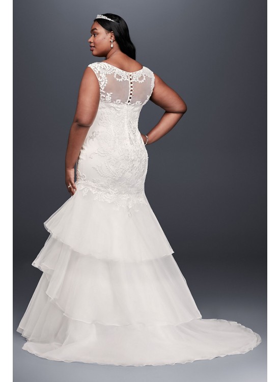 Lace and Tiered Tulle Plus Size Wedding Dress  Collection 9WG3897