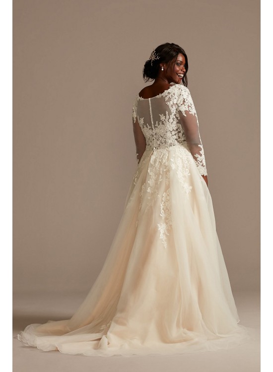 Lace and Tulle Long Sleeve Ball Gown Wedding Dress  Collection 9SLWG3861