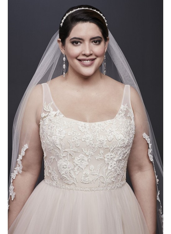 Lace and Tulle Plus Size Wedding Dress with Ribbon  Collection 9NTWG3905