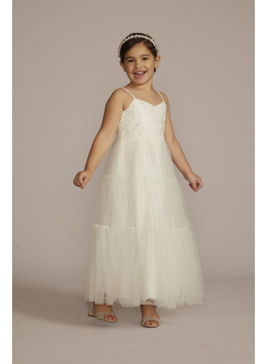 Lace and Tulle Spaghetti Strap Flower Girl Dress DB Studio WG1447