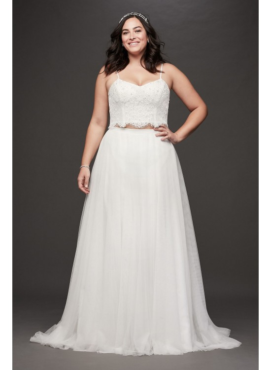 Lace and Tulle Two-Piece Plus Size Wedding Dress Galina 9WG3952