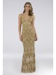 Lara Calissa Beaded V-Neck Gown with Sweep Train Lara 29744