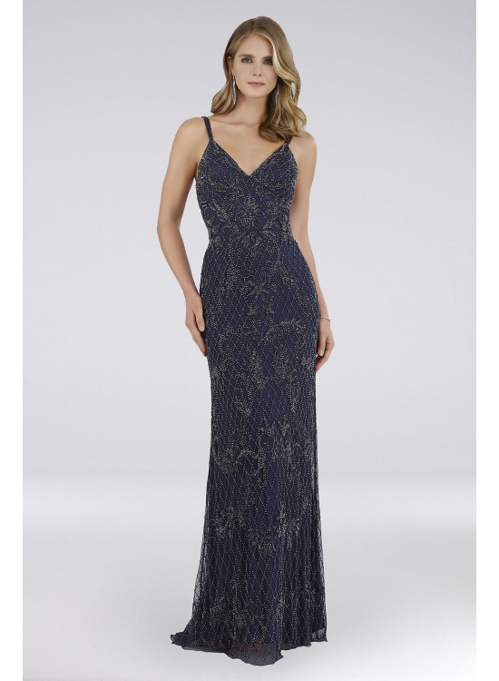 Lara Charlie Beaded Mesh Gown with Sweep Train Lara 29807