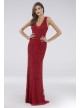 Lara Dahlia Beaded Plunging Neckline V-Back Gown Lara 29574