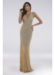 Lara Dallas Beaded Halter Gown with Feathers Lara 29598