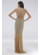 Lara Dallas Beaded Halter Gown with Feathers Lara 29598