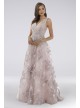 Lara Daphne Lace V-Neck Ball Gown with Feathers Lara 29764