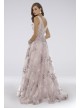 Lara Daphne Lace V-Neck Ball Gown with Feathers Lara 29764