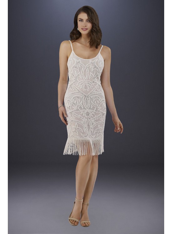 Lara Demi Beaded Short Fringe Hem Wedding Dress Lara 51040