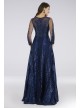 Lara High-Neck Beaded Lace Sweep Train Ball Gown Lara 29767