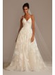 Large Floral Applique Beaded Strap Wedding Dress  CWG879