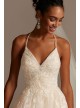 Large Floral Applique Beaded Strap Wedding Dress  CWG879