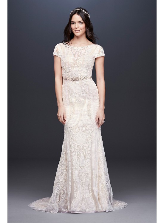 Laser-Cut Lace Illusion Cap Sleeve Wedding Dress Melissa Sweet MS251194