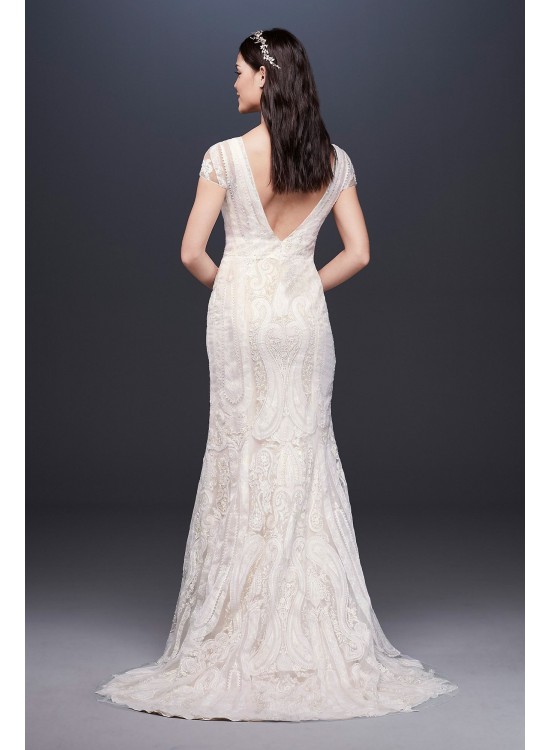 Laser-Cut Lace Illusion Cap Sleeve Wedding Dress Melissa Sweet MS251194