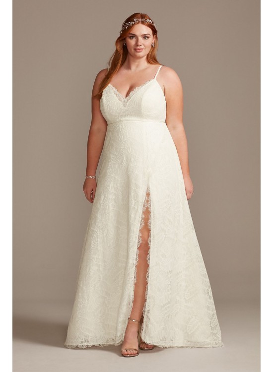 Leaf Pattern Lace A-Line Plus Size Wedding Dress Melissa Sweet 8MS251220