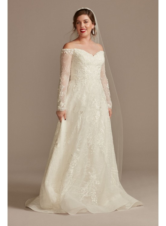 Leafy Applique Lace Off the Shoulder Wedding Dress  CWG891