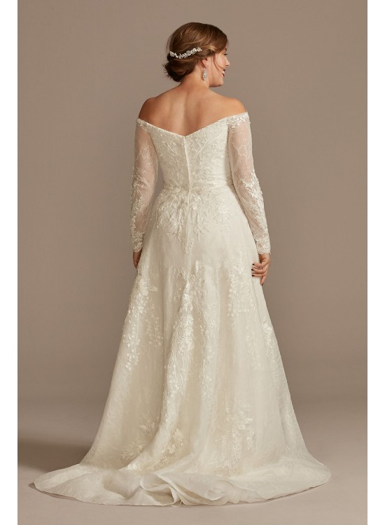 Leafy Applique Lace Off the Shoulder Wedding Dress  CWG891